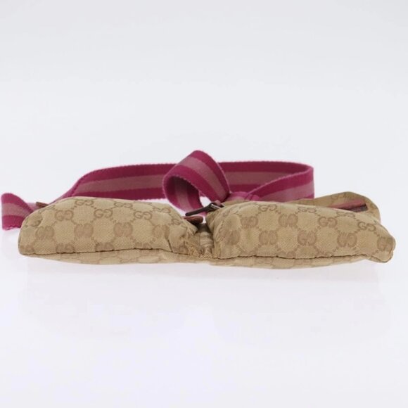 GUCCI GG Canvas Sherry Line Waist Bag Beige Pink Silver 28566 Auth 144532 - Picture 7 of 16